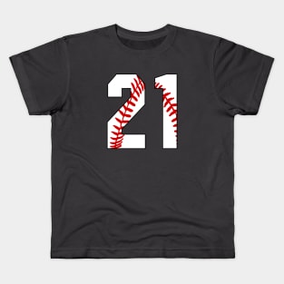 Baseball Number 21 #21 Baseball Shirt Jersey Favorite Player Biggest Fan Kids T-Shirt